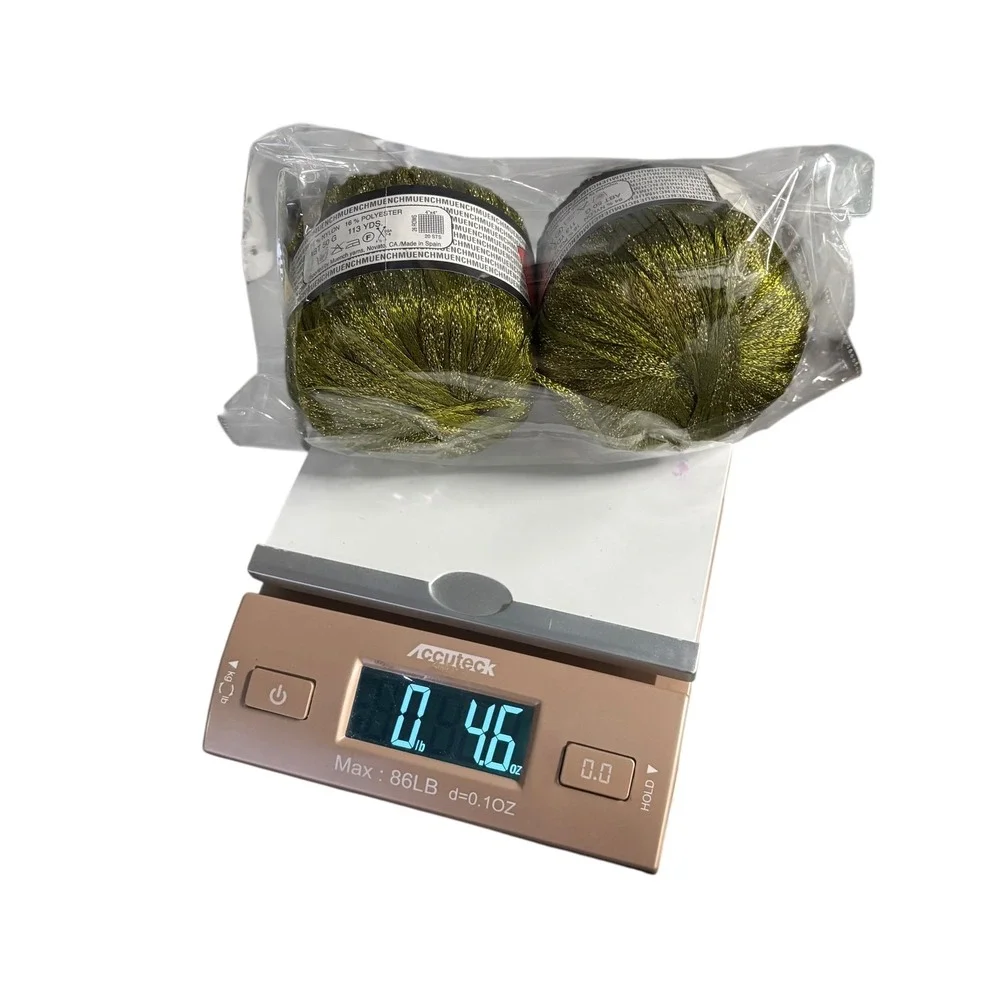Muench Verikeri Yarn Metallic Gold Green 84% Nylon 16% Polyester Set of 2‎